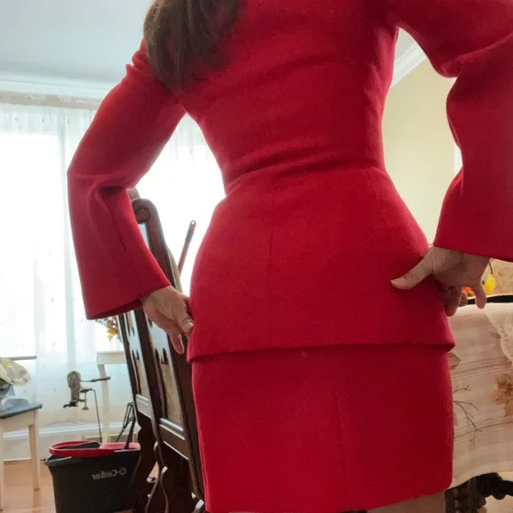 DOLCE & GABBANA RED 100% WOOL Blazer and skirt.
